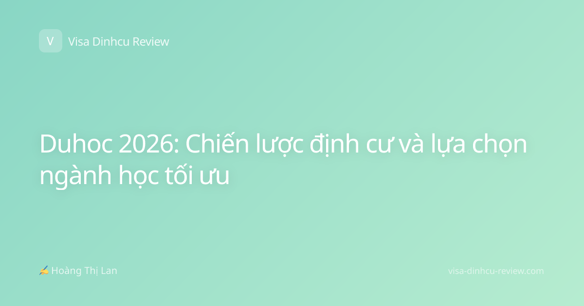 Duhoc 2026: Chiến lược định cư và lựa chọn ngành học tối ưu